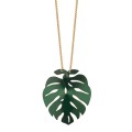Ręcznie wykonany naszyjnik z mosiądzu pozłacanego z wisiorem w kształcie liścia monstery Orska biżuteria