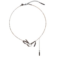 Silver necklace with natural stones and birch flower pendants