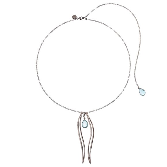 Srebrny naszyjnik z igłami sosny i akwamarynem ORSKA biżuteria