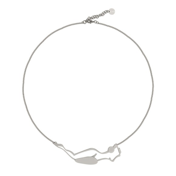 Polished necklace made of nickel silver with a lying woman from the Body collection BN46-1 - ORSKA jewelry