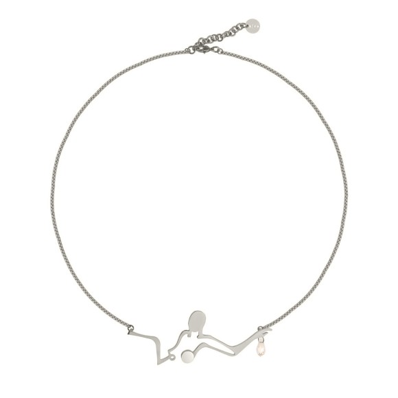 Polished nickel silver necklace with woman pendant from the Body collection BN46-3 - ORSKA jewelry
