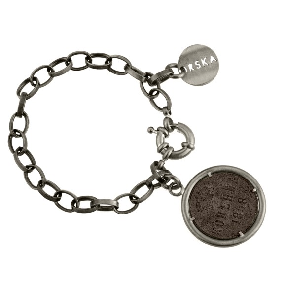 Oxidized bracelet from the Ducats collection with a coin - DA31-1 - ORSKA jewelry