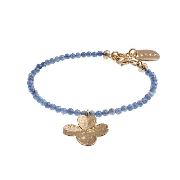 Blue natural stone bracelet with gold clover from Bery collection by ORSKA