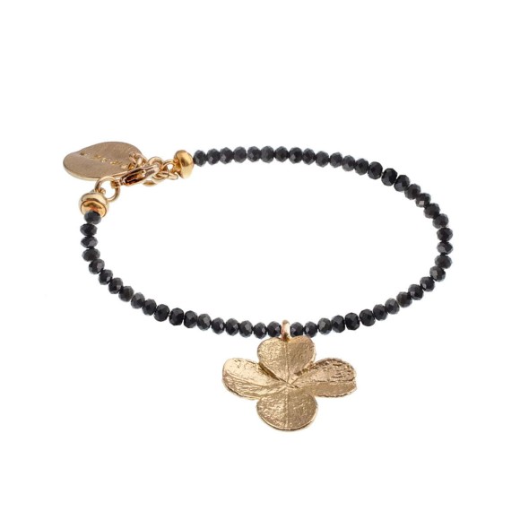 Bracelet with onyx and gold clover by ORSKA jewelry