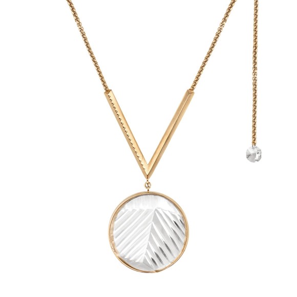 Long gold-plated necklace with round crystal from the Julia ORSKA collection