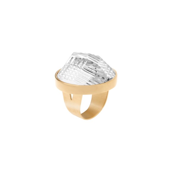 Ręcznie robiony pierścionek z fasetowanym kryształem z huty Julia marki ORSKA