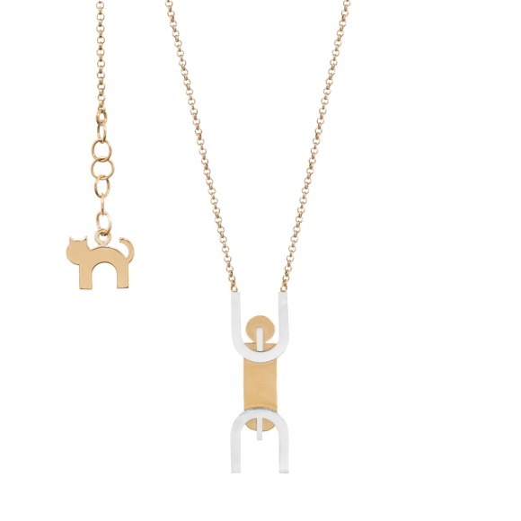 Sterling silver necklace gentleman with cat ORSKA