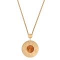 Double-sided gold-plated necklace with large amber - ORSKA jewelry