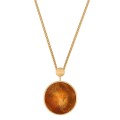 Long gold necklace with cognac amber ORSKA jewelry