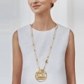 Long gold necklace with round pendant from the Holos collection HON78-1 ORSKA