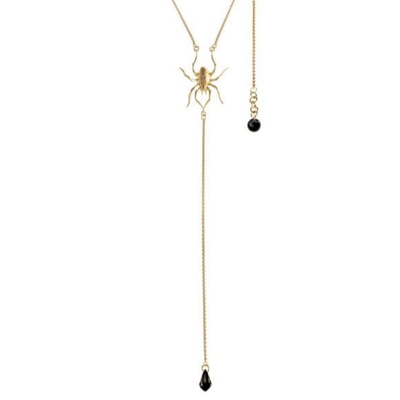Długi naszyjnik z mosiężnym pająkiem i kryształem z kolekcji Bery - ORSKA biżuteria