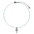Blue natural stone necklace with graphite  pendant from the Morocco collection ORSKA