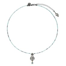 Blue natural stone necklace with graphite pendant from the Morocco collection
