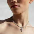 Blue necklace with graphite pendant from the Morocco collection ORSKA