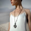Long necklace with lace pendant and zirconias from the Morocco collection TRN68-3 ORSKA