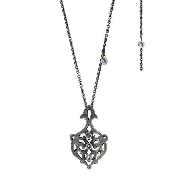 Long necklace with original pendant and zirconias from the Morocco collection TRN68-3 ORSKA