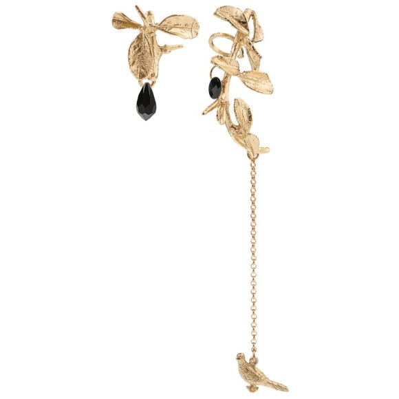 Kolczyk i nausznica z motywem roślin i kryształami z kolekcji Bery BEK43-1 ORSKA