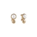 Short gold-plated acorn earrings with pearl BEK32-17 ORSKA