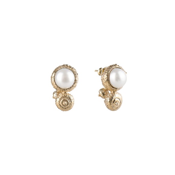 Short gold-plated acorn earrings with pearl BEK32-17 ORSKA