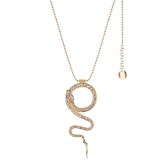 Long, gold-plated necklace with a snake-shaped pendant by ORSKA