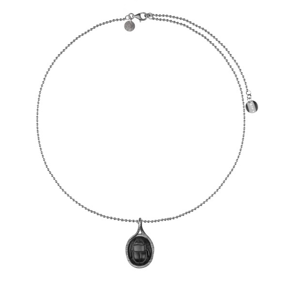 Silver necklace with a wooden scarab from the KEK78-2 ORSKA collection