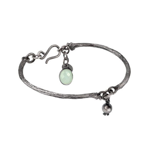 Srebrna bransoletka z jagódką i chalcedonem ORSKA