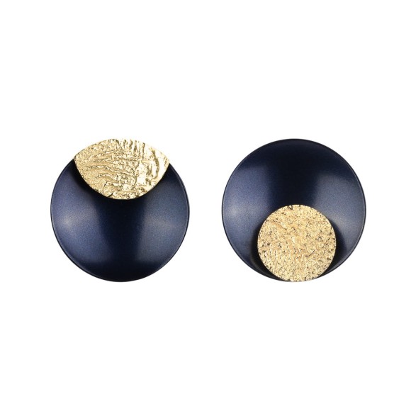 Okrągłe, granatowo-złote kolczyki z kolekcji Tache  TAK32-22 ORSKA