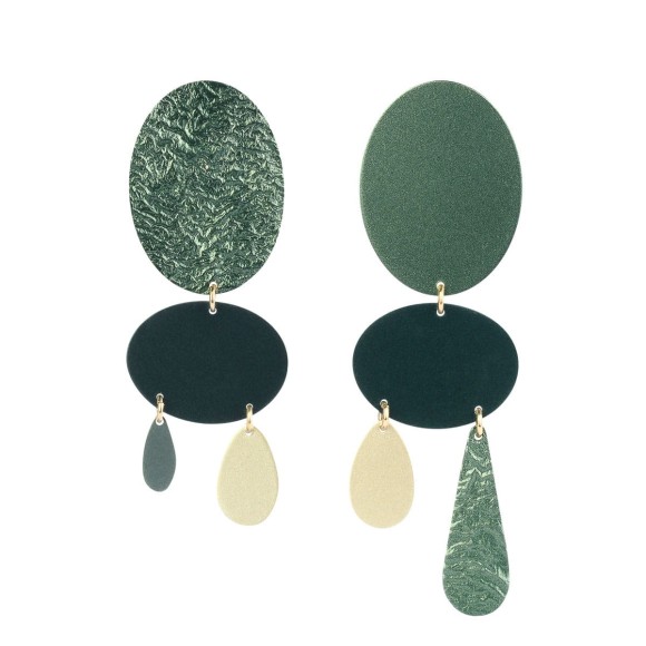 Asymetryczne, zielone kolczyki z kolekcji Tache TAK42-6 ORSKA