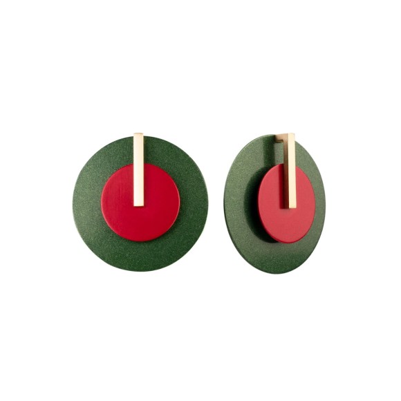 Okrągłe kolczyki w kolorze czerwonym i zielonym, z kolekcji Tache, ORSKA biżuteria