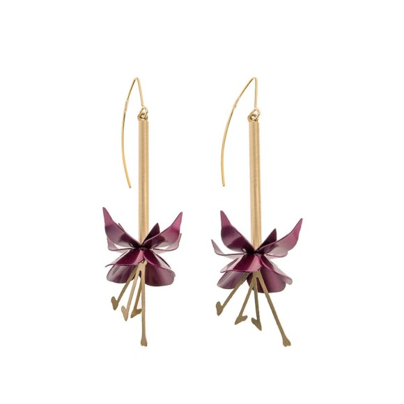 Wiszące kolczyki w kształcie kwiatu fuksji z kolekcji Plantis - biżuteria ORSKA
