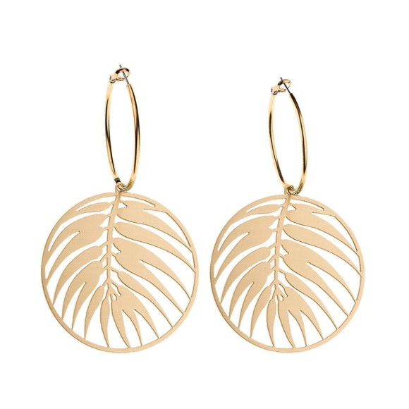 Inspirowane liściem liwistony kolczyki na kole z kolekcji Plantis - biżuteria ORSKA