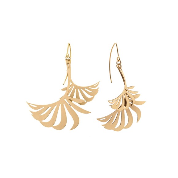 Złote kolczyki liście palmowe z kolekcji Plantis, ORSKA biżuteria
