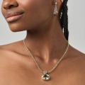 Short necklace with green natural stones and amethyst pendant from the Duo collection - ORSKA
