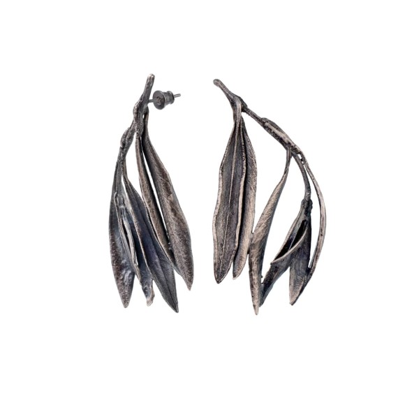 Srebrne kolczyki z listkami rokitnika
