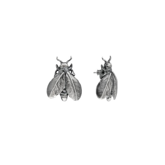 Małe, srebrne kolczyki muchy z kolekcji Bery