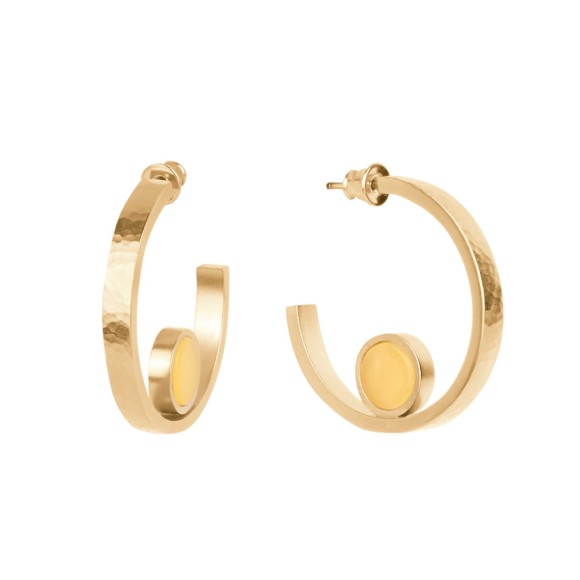 Pozłacane kolczyki koła z bursztynem z kolekcji Baltica