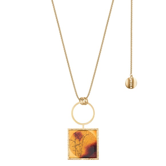 Elegancki, grawerowany naszyjnik z bursztynami z kolekcji Baltica SLN78-1 ORSKA