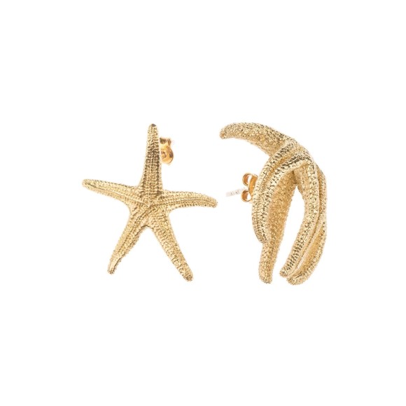 Asymetryczne, złote kolczyki rozgwiazdy z kolekcji Maris