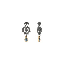 Graphite earrings with gold and blue pendants from the Morocco collection