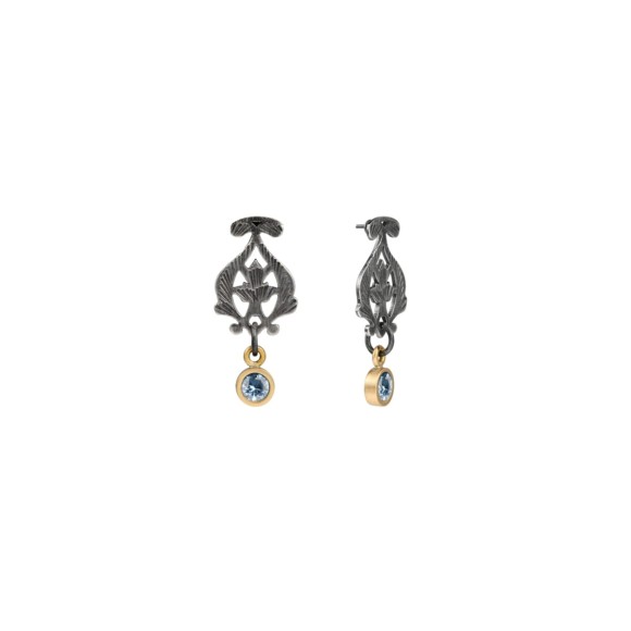 Graphite earrings with gold and blue pendants from the Morocco collection - ORSKA