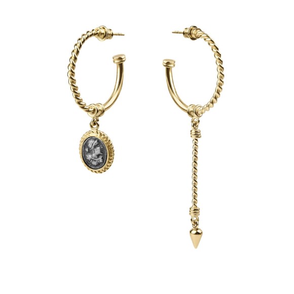 Asymmetrical gold-plated hoop earrings – Semios Collection  SMK36-2