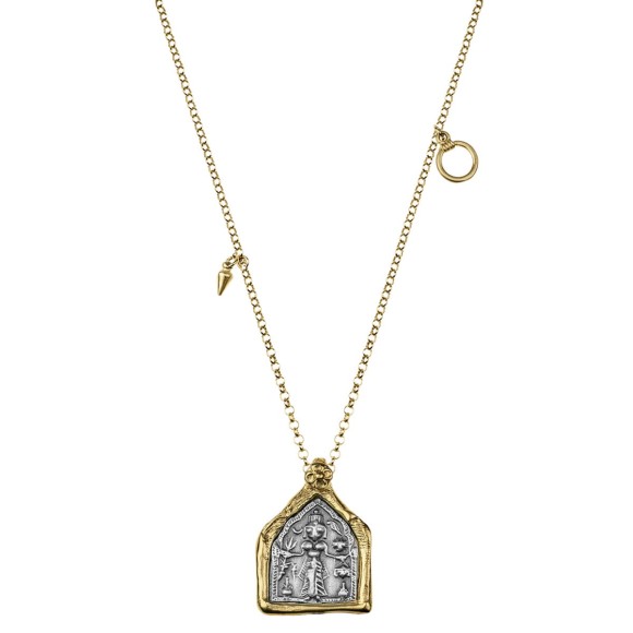 Long gold-plated necklace with a decorative pendant from the Semios collection