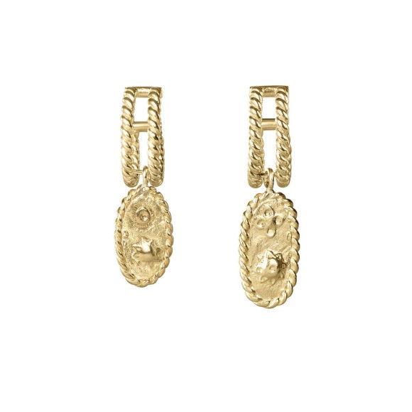 Double braided hoop earrings with decorative charms – Semios Collection SMK36-1