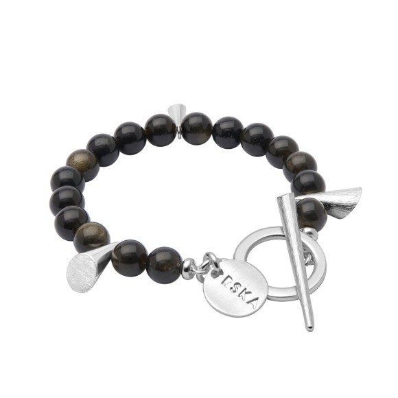 Silver bracelet with golden obsidian from the Guatemala collection – ORSKA jewelry