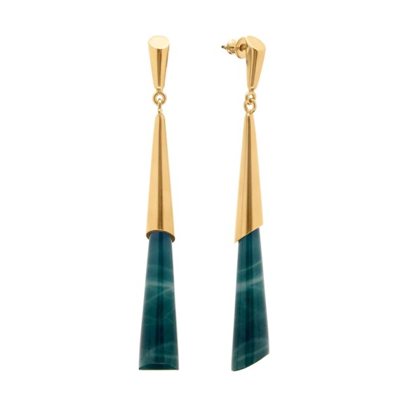 Long dangling earrings with green jade from the Guatemala Collection
