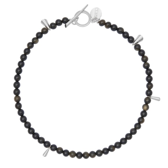 Golden obsidian necklace with silver pendants from the Guatemala Collection – ORSKA