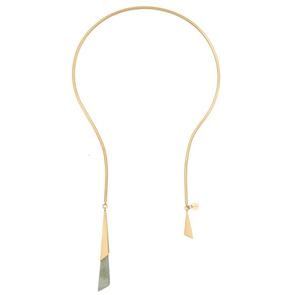 Geometric collar necklace with green jade from the Guatemala collection