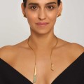 Gold-plated rigid collar necklace with green jade from the Guatemala collection