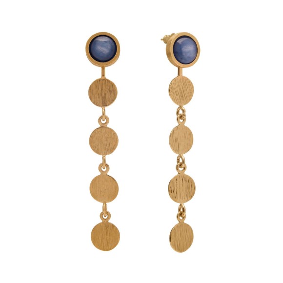 Gold-plated long earrings with kyanite from the Gelato collection