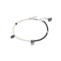 Onyx and pearl bracelet with decorative pendants from the Minakari collection